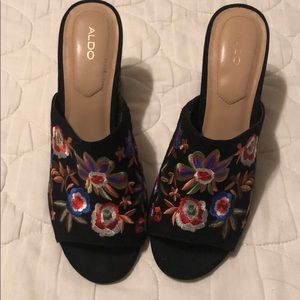 Aldo slides with floral stitch work